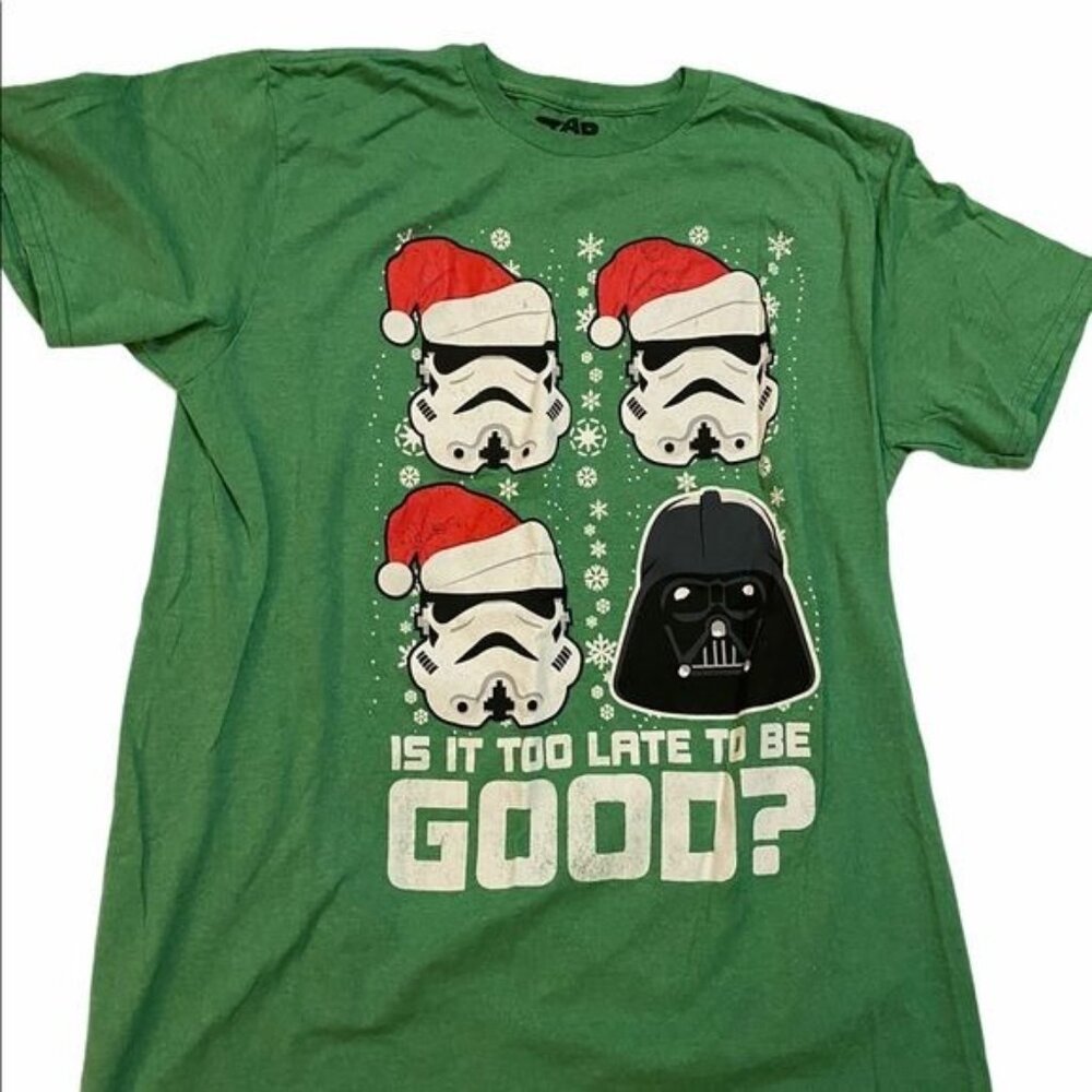 Star Wars Holiday Tee Large Storm Troopers Darth Vader